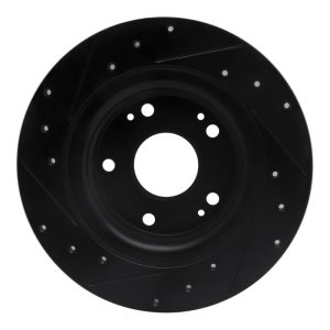 Honda Civic Brake Rotor (1) - Rear Right - R1 Concepts - Drilled & Slotted - Black - `17-`20
